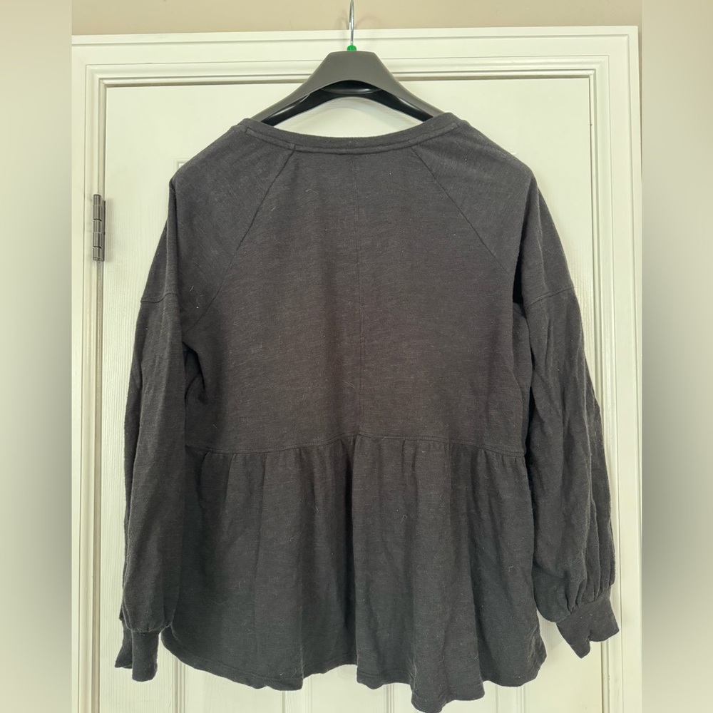 Anthropologie Pilcro Long-Sleeve Babydoll Top Black XL Neutral - Picture 12 of 13